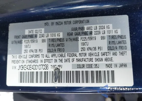 2013 Mazda Cx-5 Grand Touring z USA, uszkodzony, nr VIN JM3KE4DE4D0107038